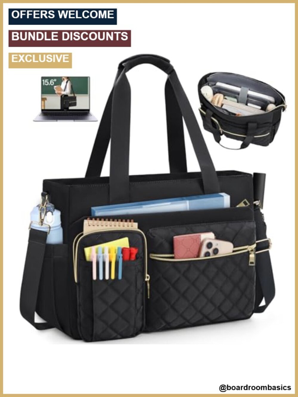 Teacher Tote Bag 15.6 inch Laptop Work Bag for Women Nurse Computer Messenger